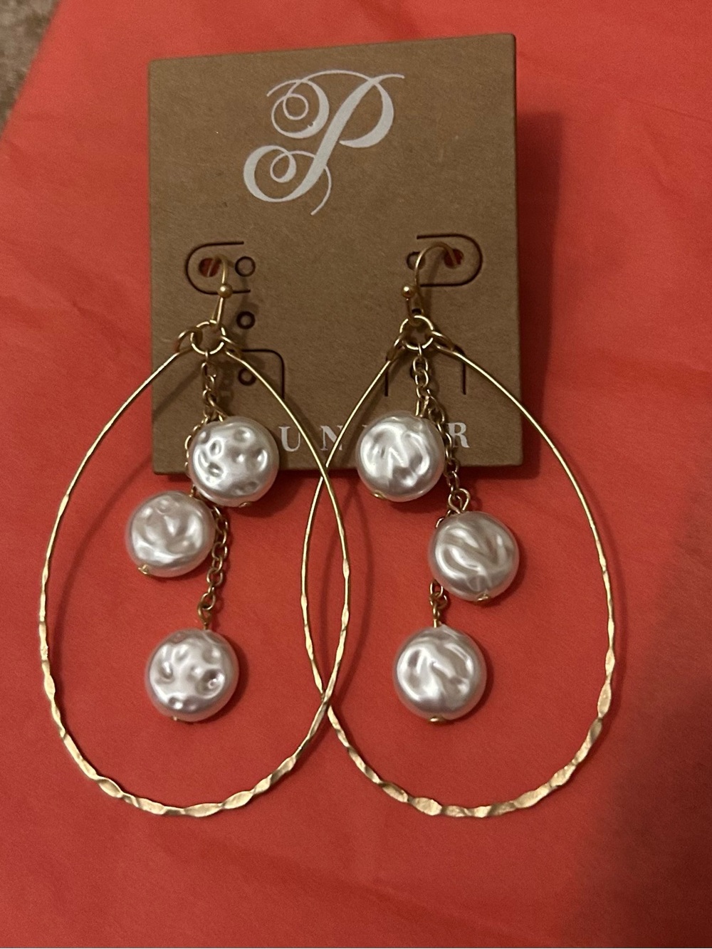 Plunder Gold Teardrop Earrings with Pearl Drops